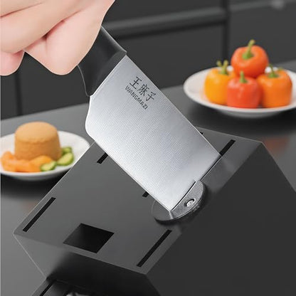 WANGMAZI 15‑Pcs Knife Block Set, Stainless Steel, Black - color: 03-Black