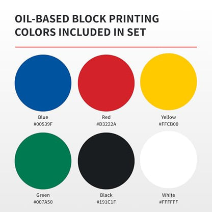 Speedball 3476 Oil-Based Block Printing Ink Starter Set for Professional, Permanent Prints AP Certified – 1.25 FL OZ Tubes