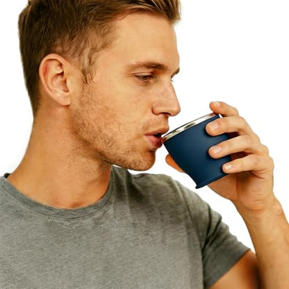 Collapsible Travel Cup, Foldable Water Cup with Lid, for Travel - color: Navy