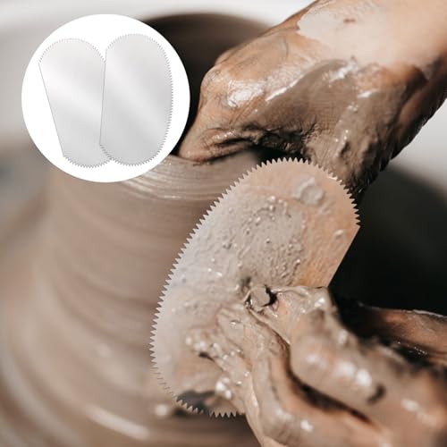 8pcs Pottery Tools Serrated Scraper, Stainless Steel Clay Ribs Oval Modeling Cutter Scraper Clay Scoring Tools for Ceramics Texturing Artists