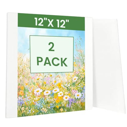 2 Pack 12x12 Inch Canvas Boards - Blank Primed for Painting - size: 12*12 in 2pack