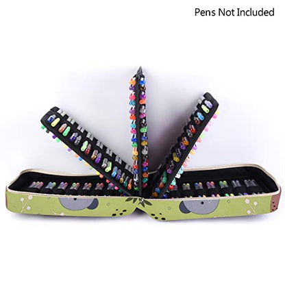 Pencil Case Holder Slot with Zipper Closure Large Capacity Pen Organizer - color: green bear
