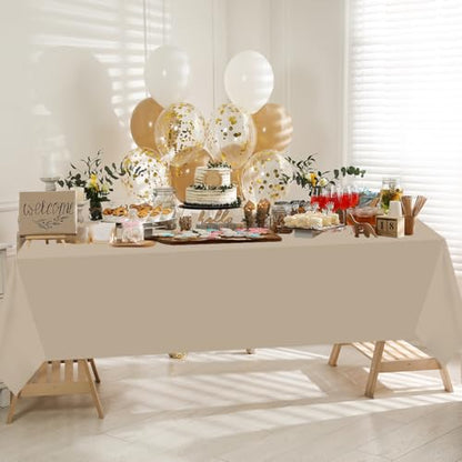 CMUSKO 54 x 108 Inch Boho Tablecloths-5Pcs Gradient Brown Neutral Disposable Plastic Table Covers for Baby Shower,Birthday,Wedding - color: Boho