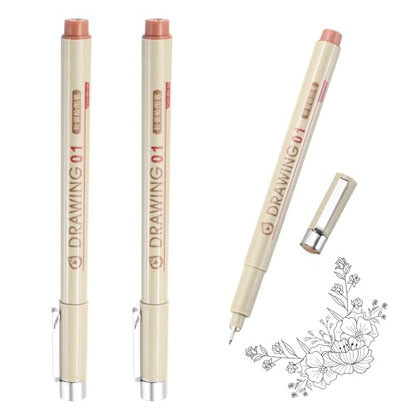MECCANIXITY 01 Fineliner Ink Pens, 3Pcs 0.25mm Brown Micro Pens with Waterproof Archival Ink for Watercolor Sketching Cartoon Technical Drawing - style: 01#