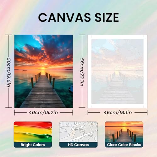 Beach Paint by Number Adult Paint by Numbers Kits for Adults 20x16in - color: Beach, size: 16x20inch