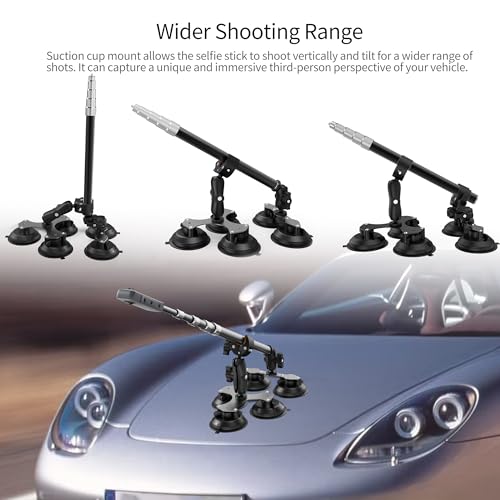 Five Suction Car Mount for Insta360 X6 with Locking Invisible Selfie Stick