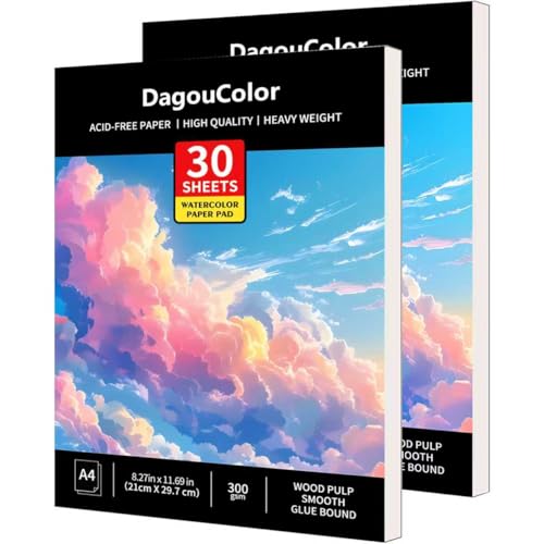 DagouColor Watercolor Paper Pad, 30 Sheets - Cloud Pink, A4, 2 Pack - color: Cloud Pink