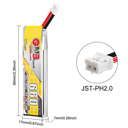4PCS 660mAh 1S LiPo Battery 3.8V JST-PH2.0 Connector for Mobula7 75mm Drone