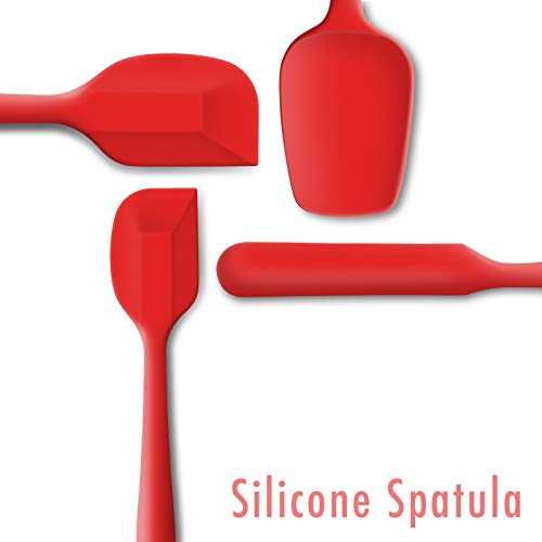 4-Piece Silicone Spatula Set with Stainless Steel Core, Red - color: Red