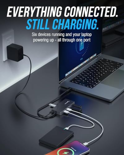 SABRENT OMNIPORT 7C USB-C Hub, 6-Port, 100W PD (HB-UC7C) - size: 6-Port Data Hub