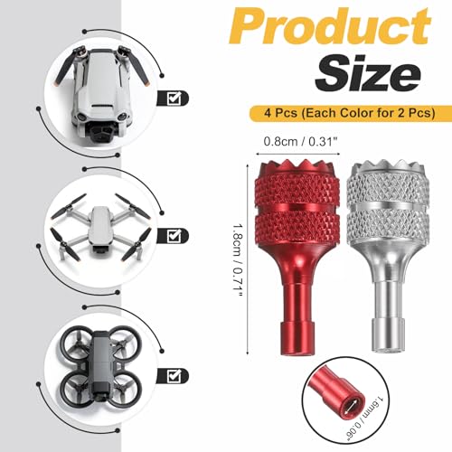 MECCANIXITY 2 Set Aluminum Controller Stick, Replacement Joystick Remote Controller Joystick Stick for Mini4 Pro Air3S Drone Remote Accessories, Burgundy/Silver - color: Burgundy/Silver