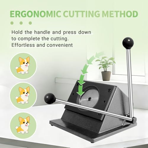 3"/75mm Button Paper Cutter, Circle Cutter Circle Punch, Graphics Punch Cutter, 3.386"/86mm Cutting Diameter Die Cut Machine for Making 3"/75mm Buttons DIY Crafts Button Making