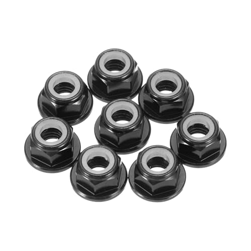 MECCANIXITY 8 Pcs M5 Pitch 0.8mm Aluminum Alloy Lock Nuts Flanged Hex Nuts Nylon Locking Serrated for RC Drone Quadcopter Motor Prop Adapter FPV Parts Fasteners, Black - color: Black, size: M5x0.8mm