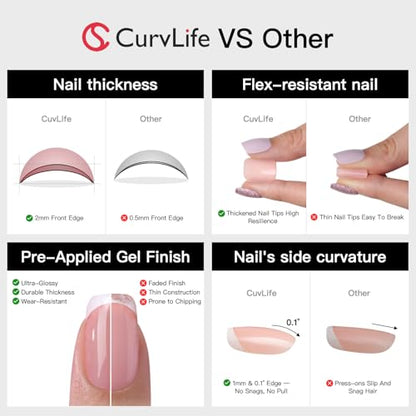 CurvLife Short Square Leopard Print Press On Nails, Black, Soft Gel - color: leopard print