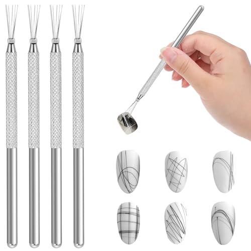 JJUNW 4Pcs Spider Gel for Nails, Clay Texture Tools, Liner Brush for Nails Gel Scoring Tool Pottery, Roller Polymer Clay Tools Nail Art for Sculpture Detail Texturing and Modeling