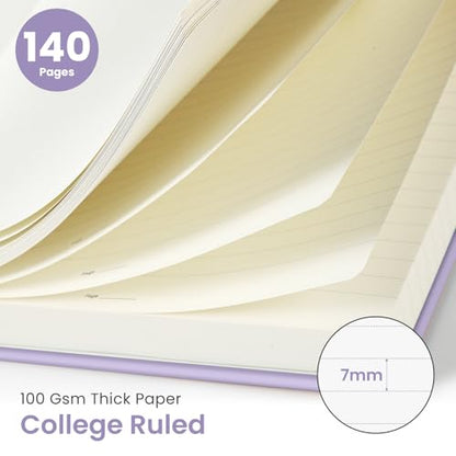 Taja Lined Spiral Notebook for Work, 5.7"x7.9" Spiral Journal College Ruled - color: E-Purple, style: a-Lined(1 Pack)