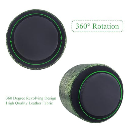 Round Leather Art Supply Organizer,Remote Control Holder,360-degree Rotating Pen Organizer with 4 Compartments(1-Light Tree Green) - color: 1-Light Tree Green