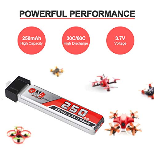 1S 3.7V 250mAh 30C LiPo Battery 4Pack Micro JST 1.25 for Tiny Whoop Drone