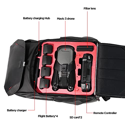 VCUTECH Mavic 3 Drone Water Resistant Backpack Compatible with DJI Mavic 3, Mavic 3 Fly More Combo, Mavic 3 Cine, Mavic 3 Accessories (Backpack) - style: Backpack