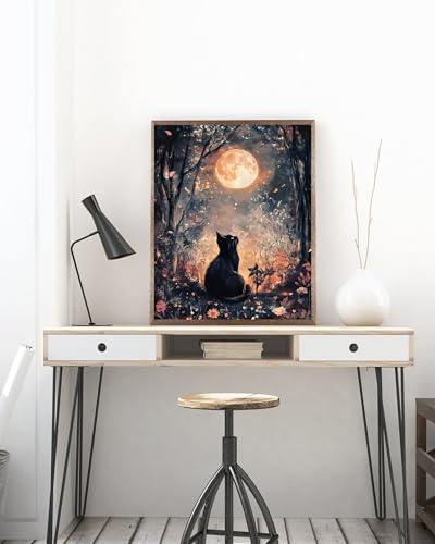 Black Cat Moon 5D DIY Diamond Painting Kits for Adults - color: KM563-1