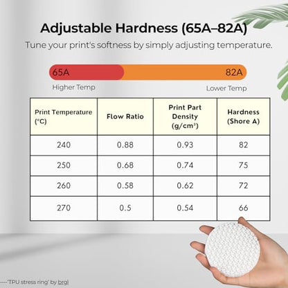 Siraya Tech Flex TPU Air - Active Foaming 3D Printer Filament, White, 1kg - color: Tpu Air White