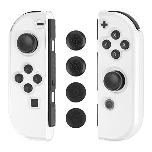 FANPL Protective Case for Nintendo Switch & Switch OLED Joy Con, Transparent Clear Joycon Joystick Cover with 6 Thumb Grip Caps, Soft Jon Con Controller TPU Shell Feel Comfortable, Easy Installation - color: clear, size: Switch 1 6.3inch