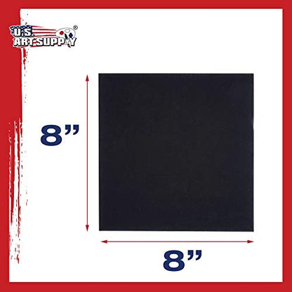 U.S. Art Supply 8 X 8 Inch Black Art Canvas Board Panels 6 Pack - 8 Ounce - size: 8" x 8"
