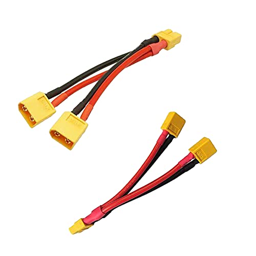 3pcs XT60 Plug Parallel Battery Connector Cable 2-Males to 1-Female Adapter Splitter Y-Harness for DJI Phantom RC Mode Helicopter Quadcopter