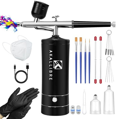 AKALLIBRE Airbrush Kit with Compressor, 48PSI High-Pressure Non-Clogging - color: Black