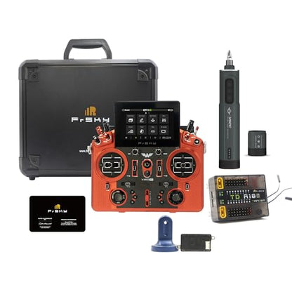 FrSky Tandem X20 PRO AW Radio Transmitter (Orange Red) Ultimate Combo - Includes TD SR18 Receiver, Remote NFC Panel & VANTAC Electric Screwdriver, Dual-Band 24CH Flagship RC Controller System - color: orange