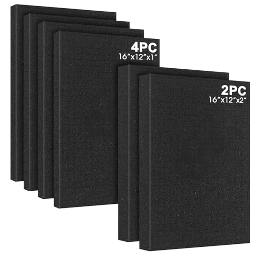 Egaageoi 6-Pack Pre-Cubed Customization Gun Case Foam with Polyurethane - color: Black, 6 Pcs, 16 x 12 x 1 Inch and 16 x 12 x 2 Inch