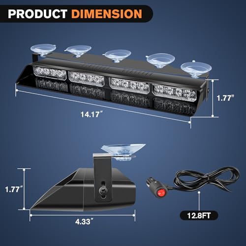 Nilight 32LED Amber Blue Emergency Dash Strobe Lights with Controller - color: Amber and Blue
