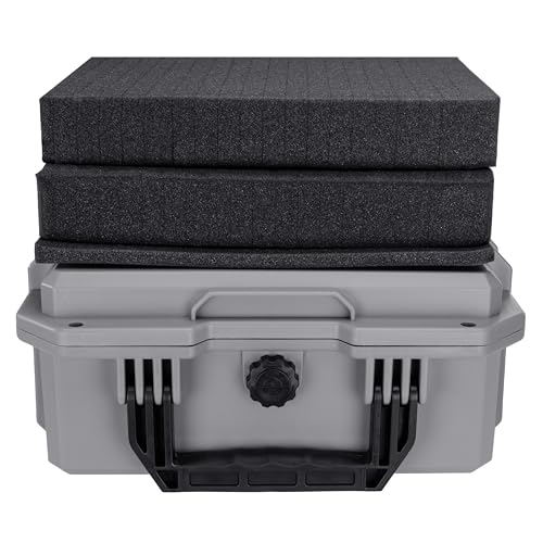 Eylar 13.8" Intact Series Compact Hard Camera Case, Lightweight and Durable Stacker Design with Foam - color: Gray