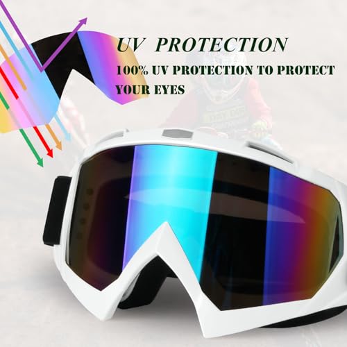 ATV Goggles - 2-Pack Wide Vision Off-Road & Motocross Goggles - color: White Frame+black Frame（color Lens）