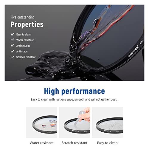 NEEWER 58mm Polarizer Filter 30 Layer Multi Resistant Nano Coated Circular Polarizing Filter(CPL) with HD Optical Glass/Ultra Slim Frame, Reduce Glare/Enhance Contrast/Reduce Reflection - size: 58mm
