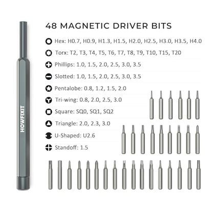 HowFixit PRO 48 Bit Precision Screwdriver Set for iPhone, Smartphone, MacBook, Laptop, Tablet, Camera, Switch, PS5, Xbox, Game Console & Controller Repair