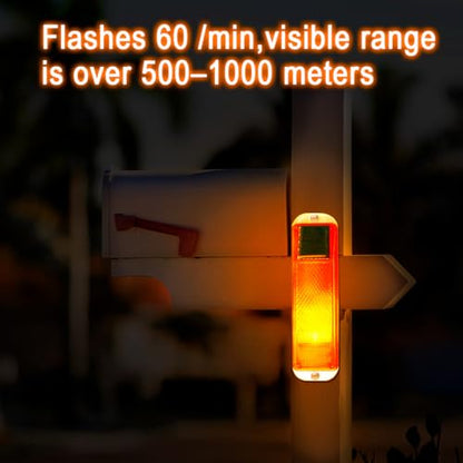 Aolyty Solar Strobe Warning Lights, Flashing Red Caution LED Beacon - color: Red