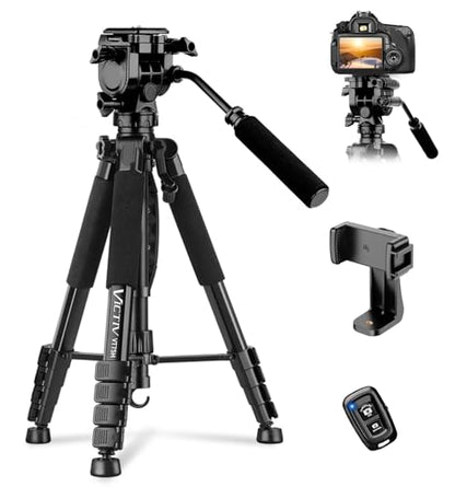 VICTIV 75” Camera Tripod, Tripod for Video Camera with Carry Bag, Black - color: Black, size: 75 Inch