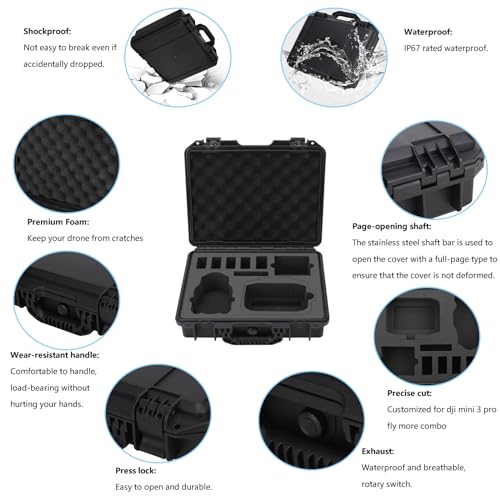 Mini 4 Pro Case-Professional Portable Hard Shell Travel Carrying Case for DJI Mini 4 Pro Fly More Combo and Drone Accessories