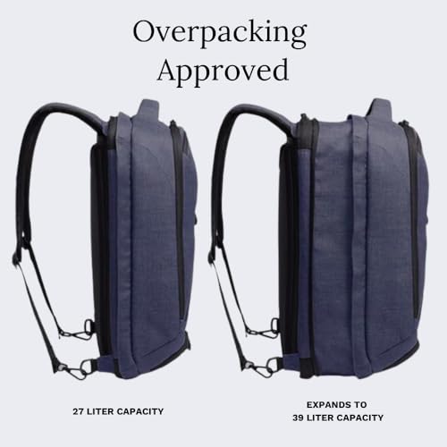 Knack Series 1 Medium Travel Backpack, 15.6-Inch Laptop, Expandable 27-39L - color: Dark Blue, size: Medium