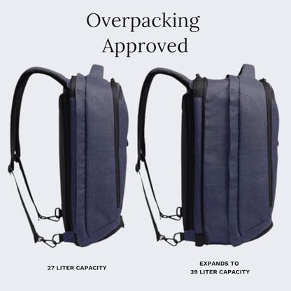 Knack Series 1 Medium Travel Backpack, 15.6-Inch Laptop, Expandable 27-39L - color: Dark Blue, size: Medium