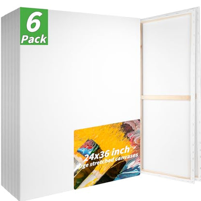 Oleitodh 6 Pack Stretched Canvas 24x36 Inch Large Cotton Painting Canvas - size: 24" x 36"-6 Pack