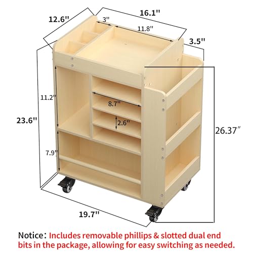 Art Cart Rolling Wood, Arts and Crafts Supply Organizer