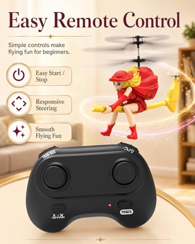 Flying Witch Toy for Kids, Halloween Remote Control Flying Toy - color: Red
