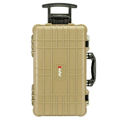 Eylar 22" Carry-On Travel Roller Gear, Camera, Drones, Tools, Equipment Hard Case Waterproof with Foam (Tan) - color: Tan