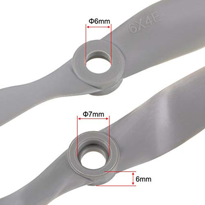 uxcell RC Propellers CW 6x4 Inch 2-Vane for Airplane Nylon Gray 2Pcs with Adapter Rings - size: 6x4 inch
