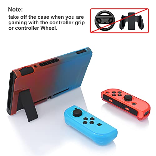 Case Compatible with Nintendo Switch, Fit The Dock Station, Protective Accessories Cover Compatible with Joy Con Controller and Console Dockable with a Tempered Glass Screen Protector, Blue & Red - size: Switch 1 (2017)