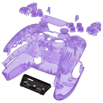 eXtremeRate Full Set Shell with Buttons Touchpad Cover, Clear Atomic Purple Custom Replacement Decorative Trim Shell Front Back Plates Compatible with p s 5 Controller BDM-010 BDM-020 Models - color: Clear Atomic Purple