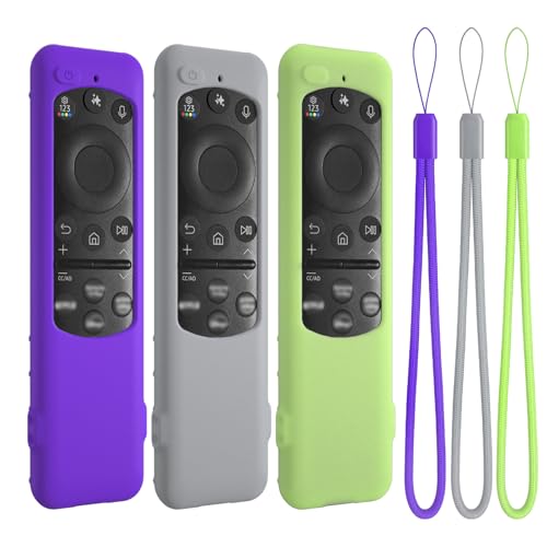 Silicone Case for Samsung TM2560E Remote Control, Compatible with 2025 Neo QLED Smart TV Remote BN59-01432A BN59-01432J BN59-01455A (Purple+Grey+Glow Green) - color: Purple+Grey+Glow green