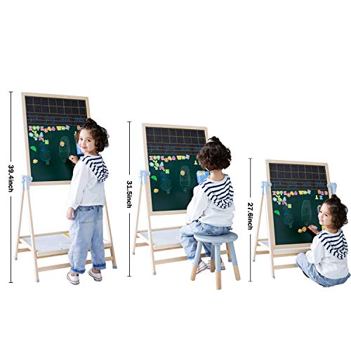 QZMTOY Kids Art Easel, Deluxe Standing Easel Set, Adjustable Art Table